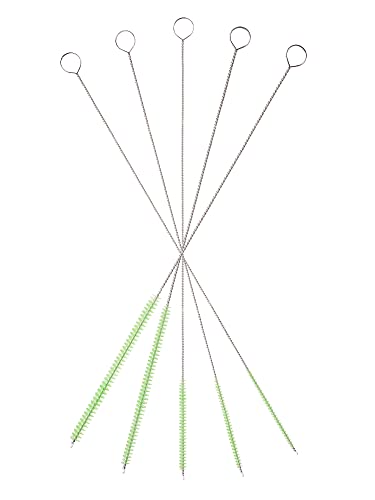 10" Extra Long Tube Brush Set - Small 5 Pack - Green | Flexible nylon straw brushes for bottles, cleaning straws, pipe cleaners, glass, keyboard, detailing and deep cleaning - color: Green, size: Small 5 Pack (2mm 3mm 4mm 5mm 6mm)