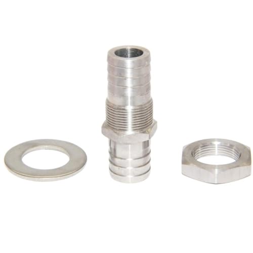 Beduan 1/2" Hose Barb Thru-Bulk Bulkhead Straight Hex Union Stainless Steel Fitting(Pack of 2) - size: 1/2" Hose Barb, style: Pack of 2