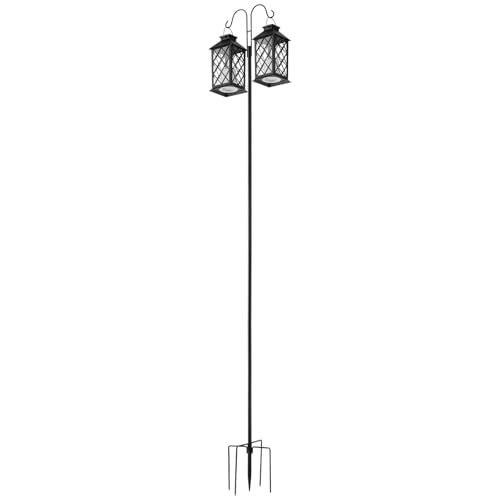 VEVOR Double Shepherds Hooks for Outdoor, 8 Pack 92 Inch Heavy Duty Bird Feeder Pole, 3/4 Inch Thick Garden Hooks for Hanging Hummingbird Feeder, Plant Baskets, Solar Light Lanterns,Wind Chimes