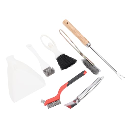 7Pcs Bird Cage Cleaning Tools Set, Fork Brush Scraper Broom Dustpan Gloves Kit, Stainless Steel Bird Droppings Scraper Tool for Parakeet Items & Small Animal Cage Cleaning