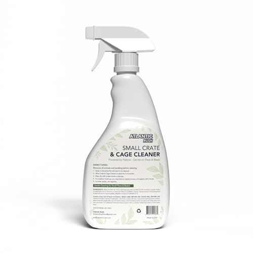 Atlantic Rush Small Animal Cage Cleaner Spray- 24oz Bottle Cage and Crate Cleaner for Guinea Pig, Hamster, Rabbit, Ferret, & Birds- Cage Cleaning Supplies Odor Eliminator (2)