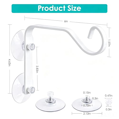 4 Pcs Heavy-Duty Window Suction Cup with Hanger, Window Mounted Wildlife, Hummingbird, Bird Feeders, Decorative Birdhouses, Wind Chimes & Plants, Strong Load-Bearing Hanging Hook（White）
