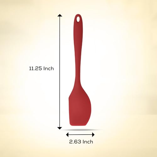 Mrs. Anderson’s Baking Silicone Scraper Spatula, Flexible And Nonstick, One-Piece Design, Red, For Mixing, Folding, Scraping, Baking, And Cooking - color: Red, size: 11.25-Inch, Scraper