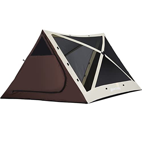 MASTERCANOPY 7x7 Portable Screen House Room Pop up Gazebo Outdoor Camping Tent (7x7, Beige&Coffee) - color: Beige&Coffee, size: 7x7 ft