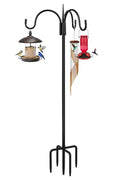 Heavy Duty Shepherds Hook 92" Triple Hooks - Metal 5-Prong Base, Adjustable (44/60/76/92") - 15lb Capacity Bird Feeder Pole for Hanging Plants, Solar Lanterns, Wind Chimes, 1 Pack - color: 1-Pack, size: 92" Triple Hooks