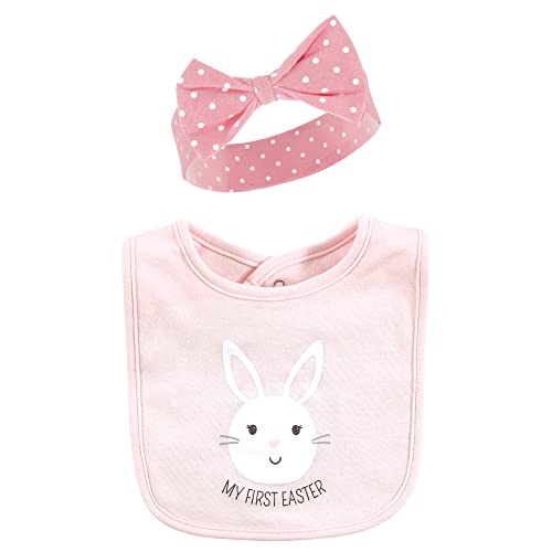 Hudson Baby Unisex Baby Cotton Bib and Headband Set - color: Happy Easter, size: One Size