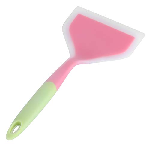 Silicone Pancakes Shovel Wide Spatula Turner, Soft Edge Turner - color: Green,pink