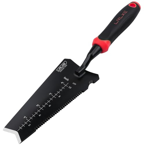 Heavy-Duty Garden Trowel (Red) | Serrated Root Cutter, Rustproof Stainless Steel, Multipurpose Garden Trowel, Suitable for Digging, Weeding, Transplanting - color: Red