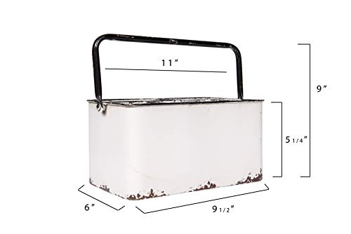 Creative Co-Op Distressed White Metal Caddy with 6 Compartments - color: White and Black