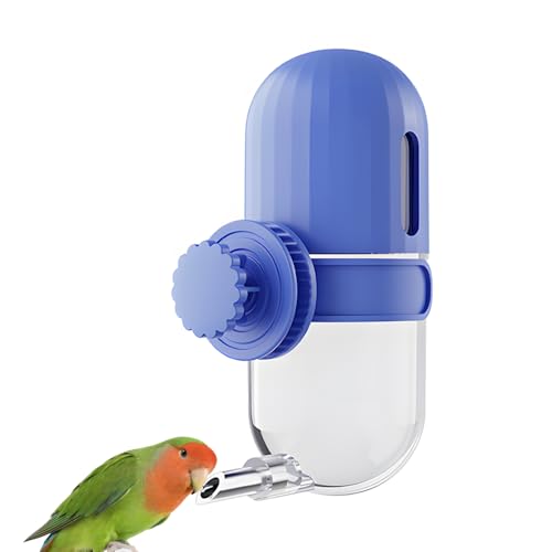 Bird Water Dispenser, 240ML Detachable Bird Drinking Bottle Automatic Birds Water Feeder for Small-Medium Parrots Budgies Lovebirds Parakeets Cockatiels - color: Blue