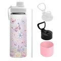 Butterfly 18oz Water Bottle, 2 Lids Handle, Insulated Travel Cup | 18oz Stainless Steel Sport Tumbler, Reusable Leak proof Anti Slip Boot Mug, Christmas Birthday Gift for Son Daughter - color: Butterfly