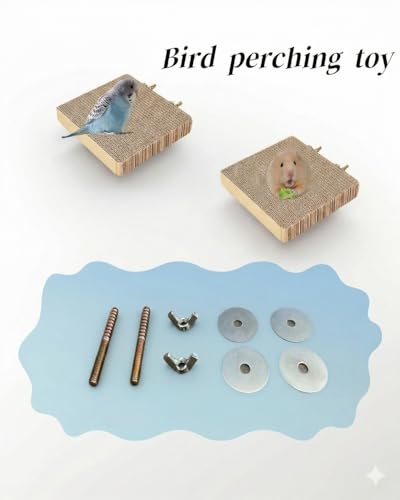 2-Pack 7.9 Inch Bird Platform Perch | Foraging & Shredding Toy for Parakeets Cockatiels Conures | Chewable Cardboard Perch Stand for Small Parrots Cage