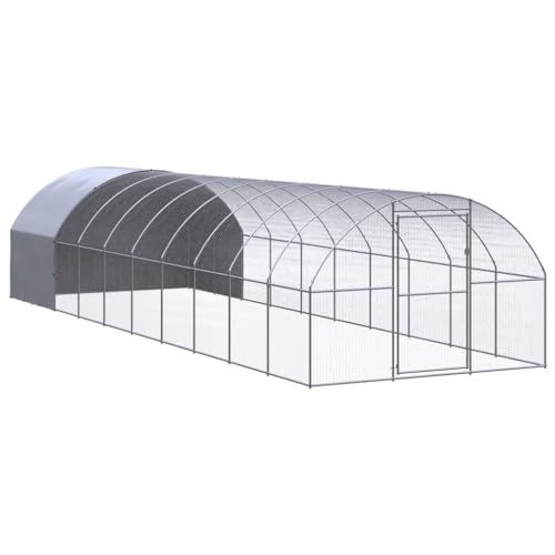 Galvanized Steel Chicken Coop 9.8x32.8x6.6 ft Outdoor Enclosure for Chickens Hens Ducks, Large Chicken Run with Polyethylene Roof and Wire Mesh - color: Original-A, size: 9.8' x 32.8' x 6.6'