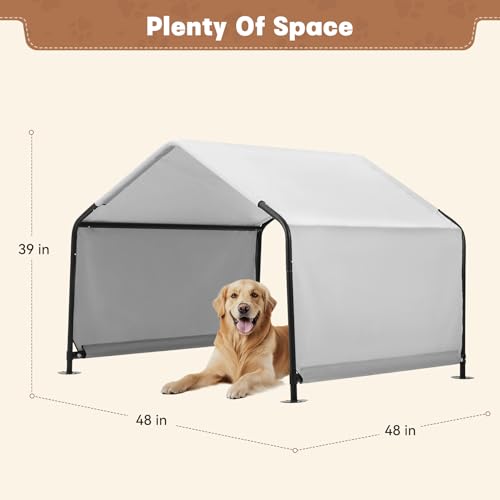 Outdoor Dog Tent, 4'x4'x3' Dog Shade House Shelter for Large Medium Pets | Outside Pet Canopy House for Livestock Pigs Cats with Waterproof Roof Ground Nails, Cloud Gray - color: Cloud Gray