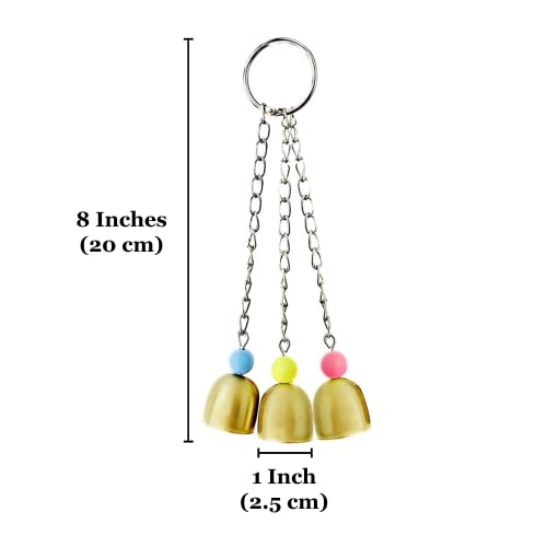 SunGrow Parrot Toy with Bells, Playtime Essentials for Finches, Fun Enrichment for Lovebirds, Galvanized Steel Cage Bell Toy, Daily Activity Bell Chime, Hanging Cage Accessory Add-on Conure Habitat