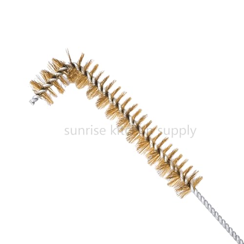 SUNRISE Fryer Brush with Long Handle (Brass with Plastic Handle, L and Double Brush) - color: Brass With Plastic Handle, size: L and Double Brush