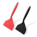 2Pcs Silica Gel Wok Spatula, Black & Red, Style 1 | Wide Pancakes Spatula, Nonstick Heat-Resistant, Pancake Shovel with Short Handle, For Cooking, Baking and Stir-Fry - color: Black & Red,Style 1