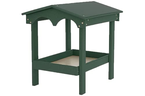DutchCrafters Recycled Plastic Poly Large Covered Ground Fly Through Raised Platform Bird Feeder with Mesh Seed Tray - USA Amish Made (Turf Green) - color: Turf Green