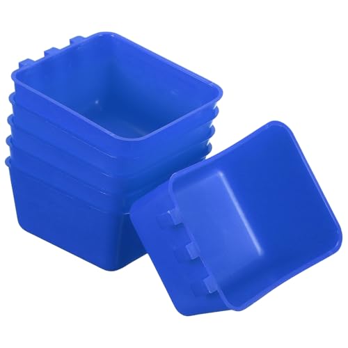 Cage Cups, 4.9x3.7x2.4 Inch Parakeet Feeder Bird Cage Accessories Hanging Food Water Dispenser, (Blue, 6 Pcs), Intended for Pet/Pigeon/Parrot/Chicken - color: Blue