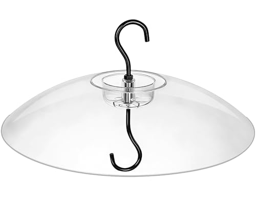Gtongoko Bird Feeder Cover Dome 12" Clear Bird Feeder Rain Guard 1 Pack | Bird Feeder Cover for Rain Clear PC Dome Built-in Ant Moat Chew-Resistant Keeps Seed Dry Fits Hanging Bird Feeders - color: Transparent