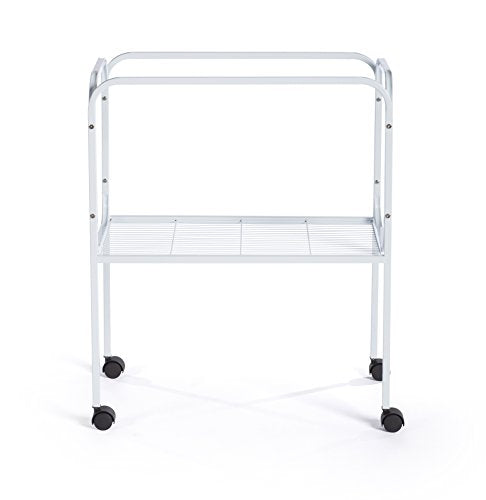 Prevue Pet Products Bird Cage Stand with Shelf - Medium Metal Cage Stand with Rolling Wheels, Mid‑Height for Cage Accessories, Toys, and Storage - White - color: White, size: 19.0"L x 19.0"W x 27.0"H