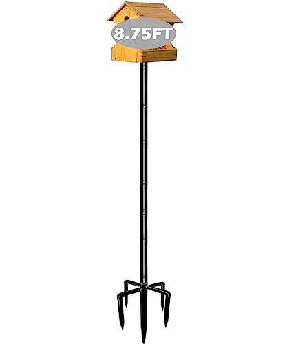 105 Inch Bird Feeder Pole Kit, Heavy Duty Bird House Pole Set with 5-Forked Base, Adjustable Universal Mounting Post Kit for Outdoors, Matte Black, 1 Pack - size: Insert Ground 1pack