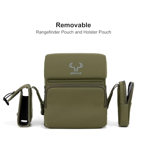 Binocular Harness Chest Pack: Bino Case with Rangefinder Pocket XL | Silent magnetic lid, one-handed access, removable pouches, rain cover, MOLLE webbing for Hunting Hiking Bird Watching - color: Green, size: X-Large