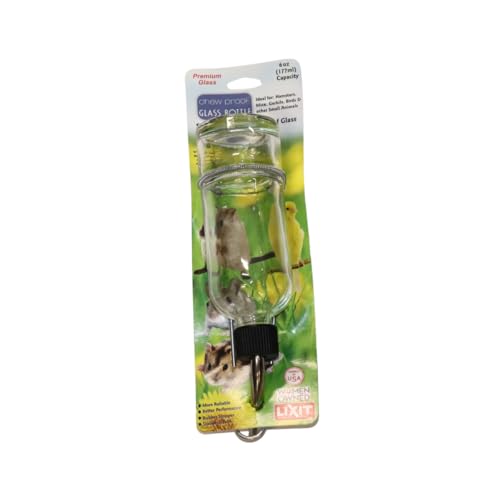 Lixit® Chew Proof Flat Sided Water Bottles for Rabbits, Ferrets, Rats, Birds, Hamsters, Guinea Pigs, Chinchillas Gerbils and Other Small Animals - Made in USA (Clear, 6 Ounce) - color: Clear (Pack of 1), size: 6 Ounce