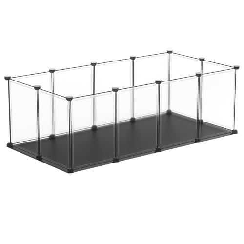 Small Animal Playpen with Waterproof Mat, 12-Piece Translucent Plastic Panels for Indoor and Outdoor Use, DIY Exercise Fence for Kittens, Rabbits, Guinea Pigs, Hedgehogs, and Hamsters - style: 12-Panel Translucent Plastic