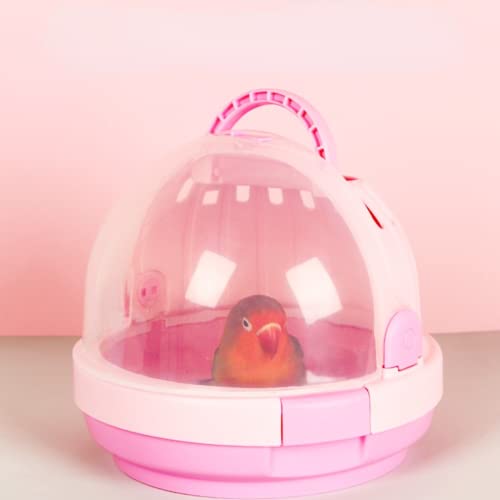 Bird Carrier with Handle - Parrot Carrier Lightweight Portable Pets Suitcase Transparent Breathable Cage for Small and Medium Birds Parrots Parakeet Cockatiels Conure Birds Accessories (Pink) - color: Pink