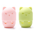 AKOAK Cute Cat Silicone Makeup Sponge Storage Rack, Makeup Egg Drying Rack, Portable Puff Protective Cover Beauty Tool (Pack of 2, Random Color)