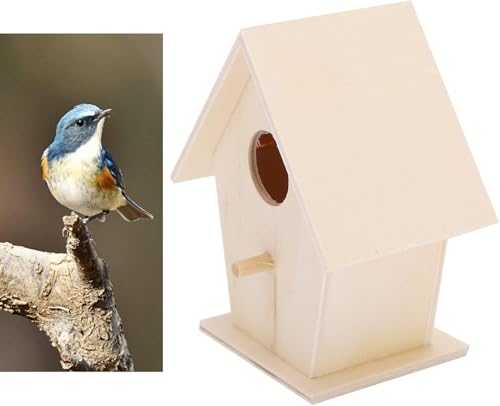 Wooden Bird House, DIY Bird Feeder Houses Unfinished Birdhouse Decorative for Decorations Indoors Gardens(Single layer No. 3)