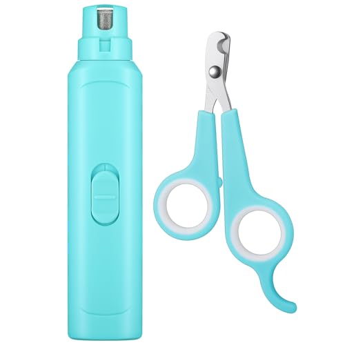 Lasnten 2 Pcs Bird Nail Grinder with Clipper Bird Nail Trimmer File Pet Grooming Tool for Parrot Budgerigars Parakeets Myna Conure Finches Lovebirds (Cyan Blue) - color: Cyan Blue