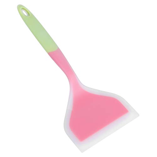 Silicone Pancakes Shovel Wide Spatula Turner, Soft Edge Turner - color: Green,pink