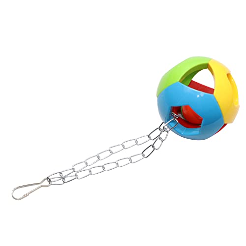 Wontee Bird Hanging Ball with Bell Colorful Chewing Treat Toy for Parrot Parakeet Cockatiel Conure Lovebird Dog Puppy Cat (1 PCS-Random) - size: 1 PCS-Random