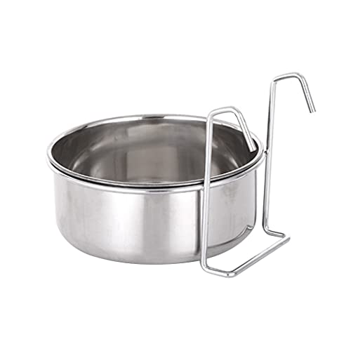 Youngy Dog Kennel Bowl Stainless Steel Hanging Food Water Bowl Crate Cup Pet Cage Bowls with Hanger for Bird Small Animals Stainless Steel Bowls Hanging
