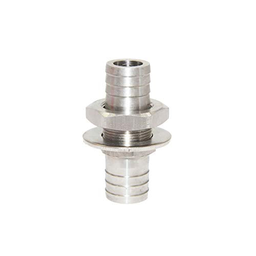 Beduan 1/2" Hose Barb Thru-Bulk Bulkhead Straight Hex Union Stainless Steel Fitting - size: 1/2" Hose Barb, style: Pack of 1