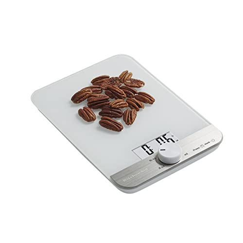 KitchenAid KQ908 Glass Surface 11 Pound Capacity Digital Kitchen and Food Scale, White (Pack of 4) - color: White, size: 11 lb (Pack of 4)