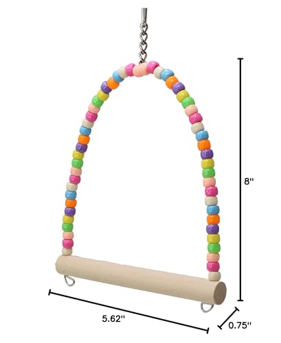 1324 Swing Bird Toy Parrot cage Toys Cages Parakeet Cockatiel Finch Lovebird Budgie - color: Bead Swing