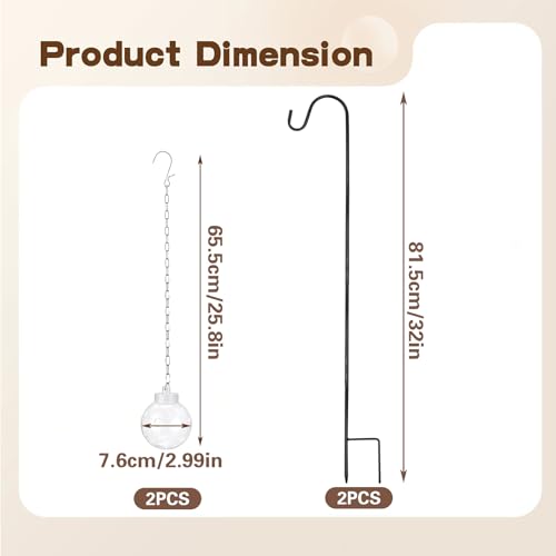 2 Pack Chicken Treat Dispenser with Shepherd Hook, Interactive Hanging Slow Feeder Balls for Chickens, Ducks & Small Pets – Pecking Enrichment Coop Toy with Chain Outdoor Feeders