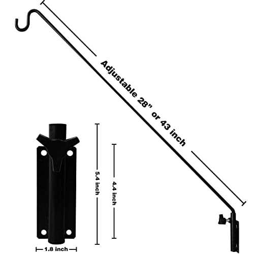 Heavy Duty Extended Reach Wall Mounted Deck Hook Wall Pole,Bracket Direction and Length Adjustable Plant Bracket for Bird Feeders, Planters, Suet Baskets, Lanterns, Wind Chimes,Black - size: 43in Long Wall Mounted Hook-1 Pack