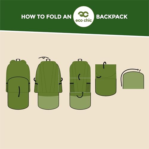 ECO CHIC Hiking Lightweight Packable Backpack - Foldable Daypack for Travel & Hiking & Outdoor Adventures - Waterproof Backpack from Recycled Materials (Woodland Olive) - color: Woodland Olive