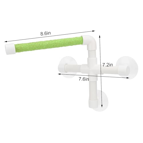 Hypeety Portable Suction Cup Bird Window and Shower Perch Toy Parrot Stand | 3 strong suction cups, parrot bath perch with quartz sand surface, fits windows/tile, for parakeets/budgies/cockatiels, green