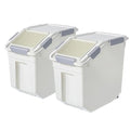 15 Liter / 30 lbs Rice Storage Container with Measuring Cup, BPA free, For Rice | Grain | Pet Food | Flour, 2 count, White