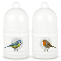 Bird Feeding Dispenser Pigeon Water Dispenser - 2pcs Birds Plastic Waterer Plastic Drinker with Handle for Pigeon Birds, Automatic Feeders (1L, White) Pet Drinker