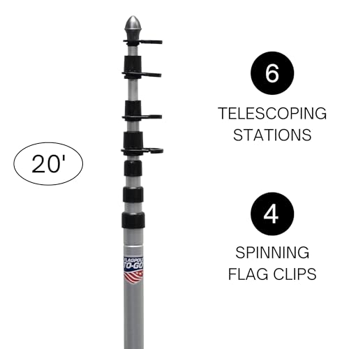 Telescoping Aluminum Portable Flagpole - style: 20 FT