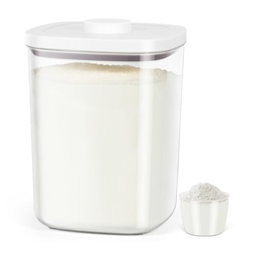 TBMAXS Airtight Rice Container 20 Lbs, Clear PET Plastic Food Storage Container Bin For Flour Sugar, Dry Food Holder with Easy Locking Lid for Kitchen Pantry Organization and Storage