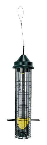 Squirrel Buster® Nyjer® – Squirrel-Proof Nyjer®/Thistle 2.4-pound Seed Capacity Feeder w/8 Feeding Ports & 4 Perches, Easy Fill & Clean, Durable Outdoor Feeder for Finches, Goldfinches & Small Birds | Eight ports, four perches, easy-fill design, UV-resist
