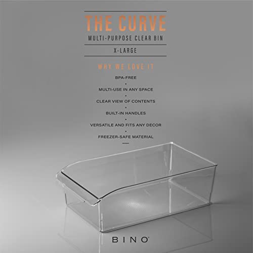 BINO | Plastic Storage Bins, X-Large | THE CURVE COLLECTION | Multi-Use Organizer Bins | Built-In Handle | BPA-Free | Pantry Organization | Home Organization | Fridge and Freezer Organizer - size: X-Large