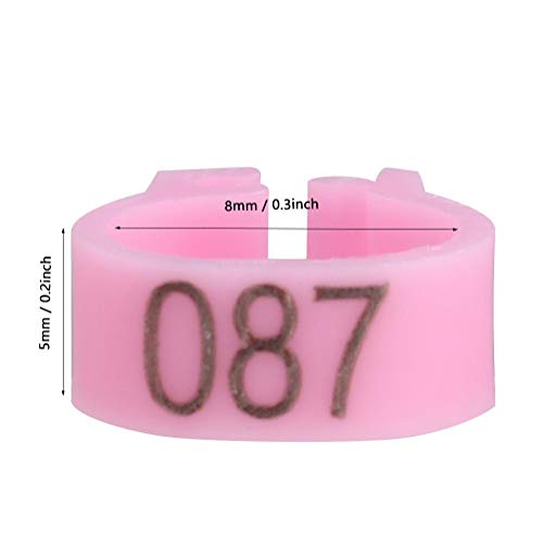 100Pcs Pigeon Leg Bands, 8mm Numbered Bird Leg Rings for Small Birds Poultry Foot Clips for Finch Dove Lovebird Quail